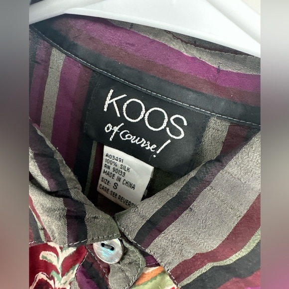 Koos Of Course Size Small Silk Button Down Top Artsy - Picture 2 of 3